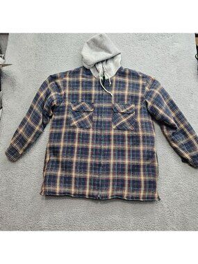 Vintage Ozark Trail Quilted Plaid Hoodie Jacket With Pockets & Gray Hood  Size S